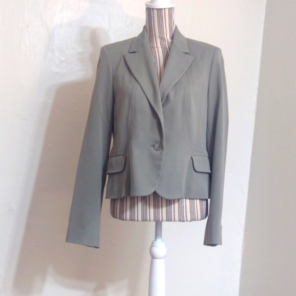 Rafaella Petite Olive Green 2 Button Fitted Blazer Size 10p